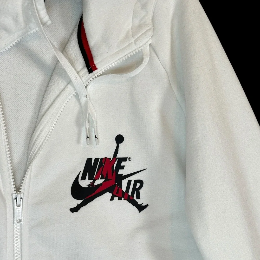 Nike‎ Air Jordan Mens Full Zip Hoodie Large Jumpman Fleece White CK2223 White